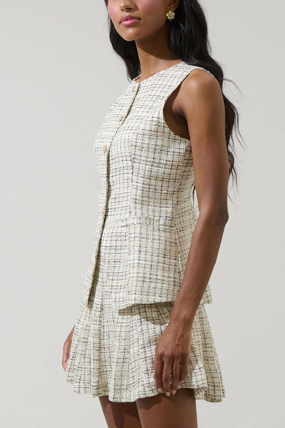 Gisella | Sleveless Tweed Top with Gold Buttons sold by Boutique 1861 product image thumbnail 3