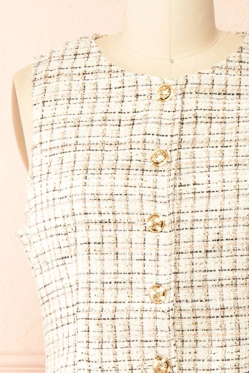 Gisella | Sleveless Tweed Top with Gold Buttons sold by Boutique 1861 product image thumbnail 5