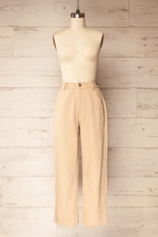 Chutanga Beige | Wide Leg High-Waisted Pants sold by Boutique 1861