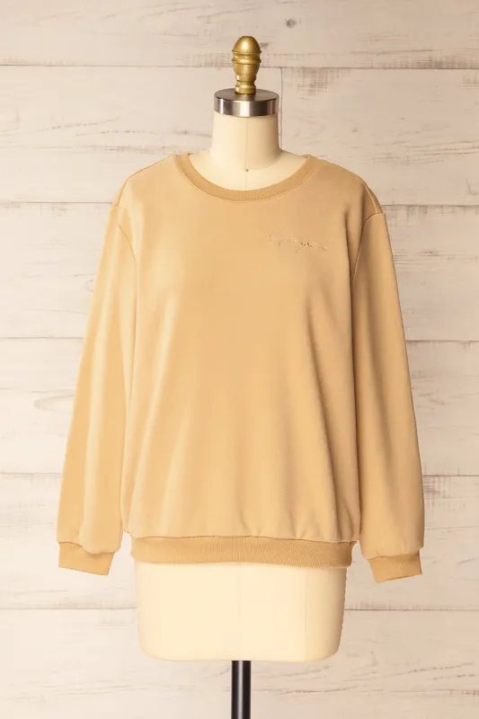 Galway Beige | Exclusive La petite garçonne Embroidered Sweatshirt sold by Boutique 1861