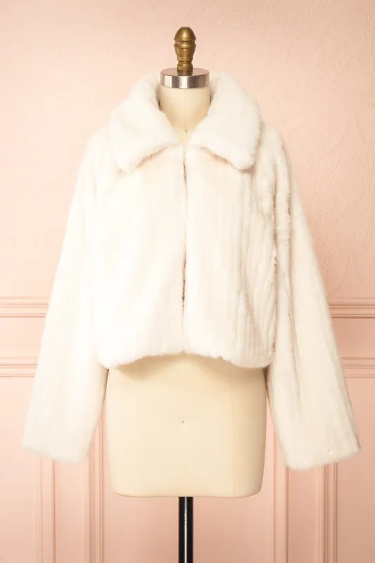 Elida Ivory | Short Fake Fur Coat sold by Boutique 1861