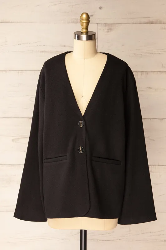 Bourke | Oversized Black Button-Up Blazer sold by Boutique 1861