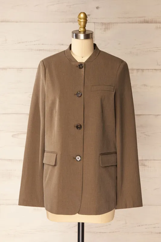 Nador | Brown Button-Up Blazer sold by Boutique 1861