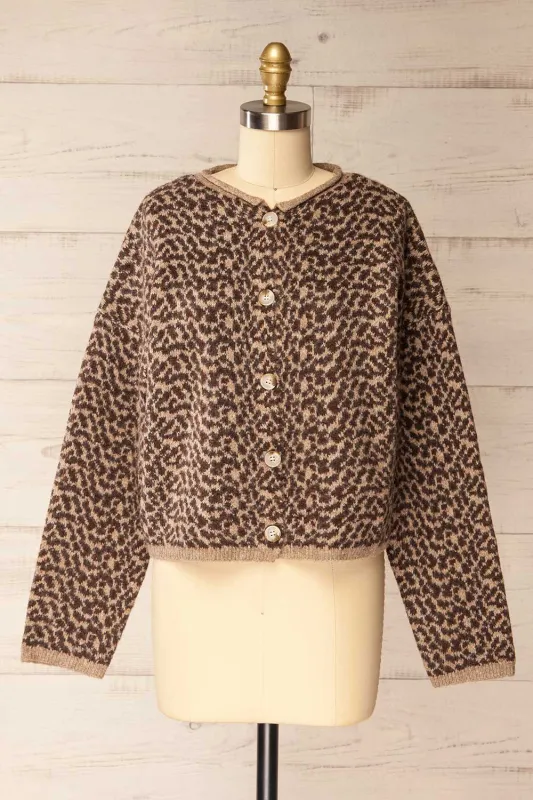 Esenler | Oversized Knitted Leopard Cardigan sold by Boutique 1861