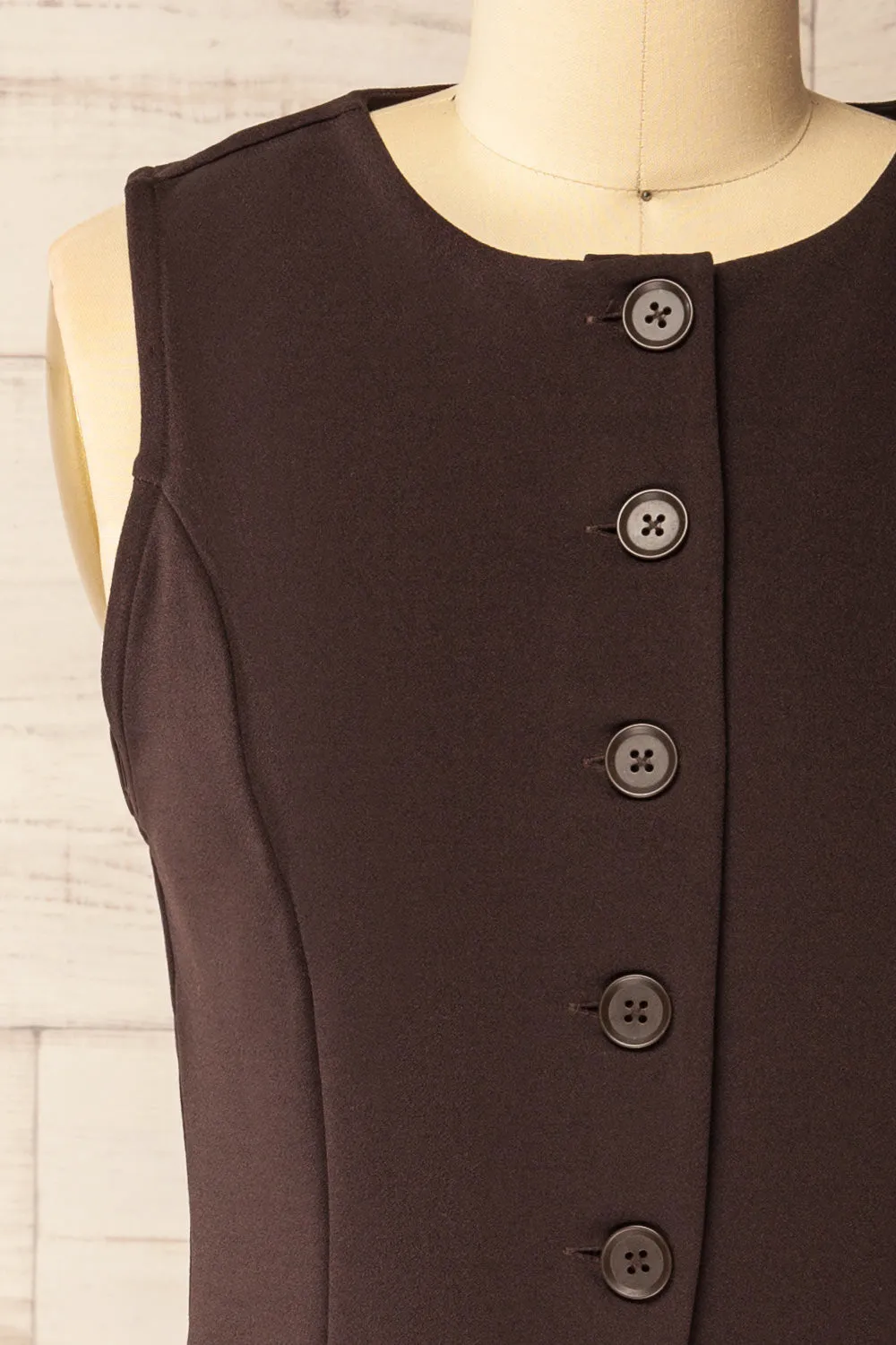 Kheda Brown | Sleeveless Tailored Vest sold by Boutique 1861 product image thumbnail 2