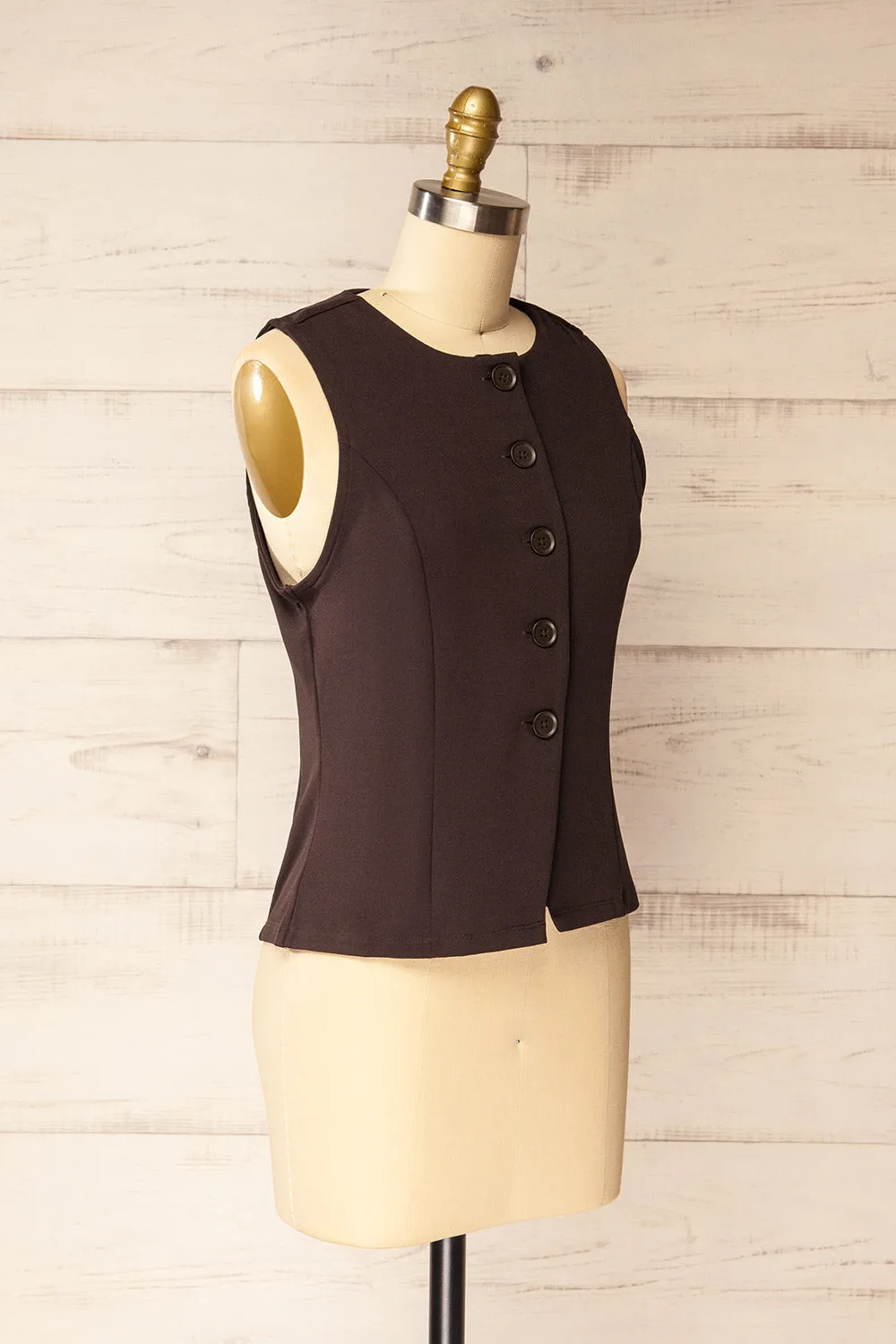Kheda Brown | Sleeveless Tailored Vest sold by Boutique 1861 product image thumbnail 3