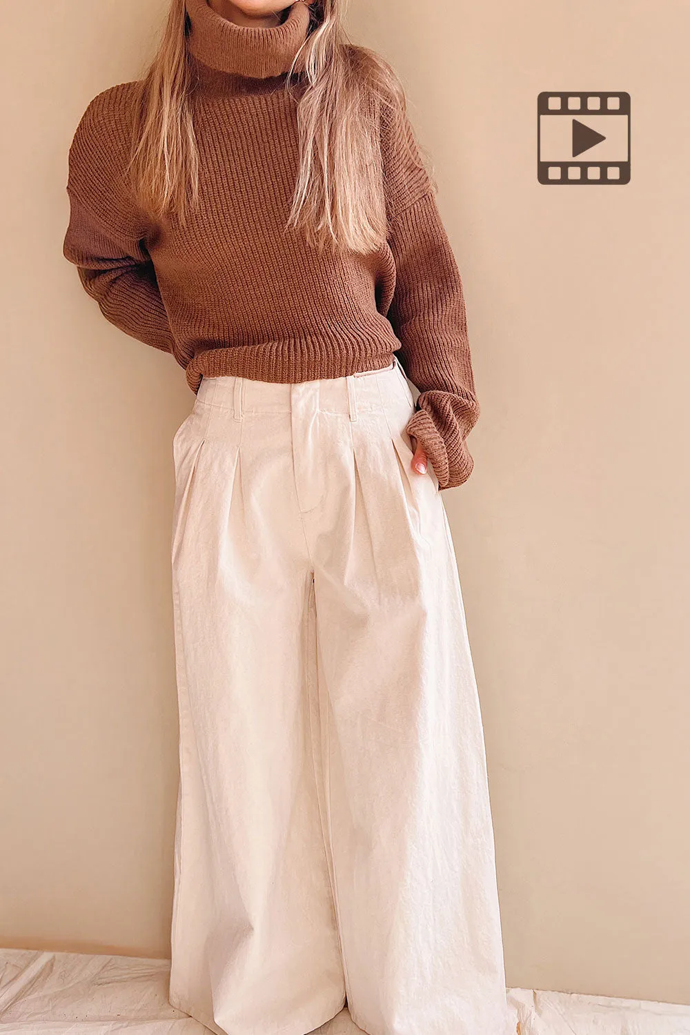 Arizona Navy | Wide Leg Pants with Waist Pleats sold by Boutique 1861 product image thumbnail 3