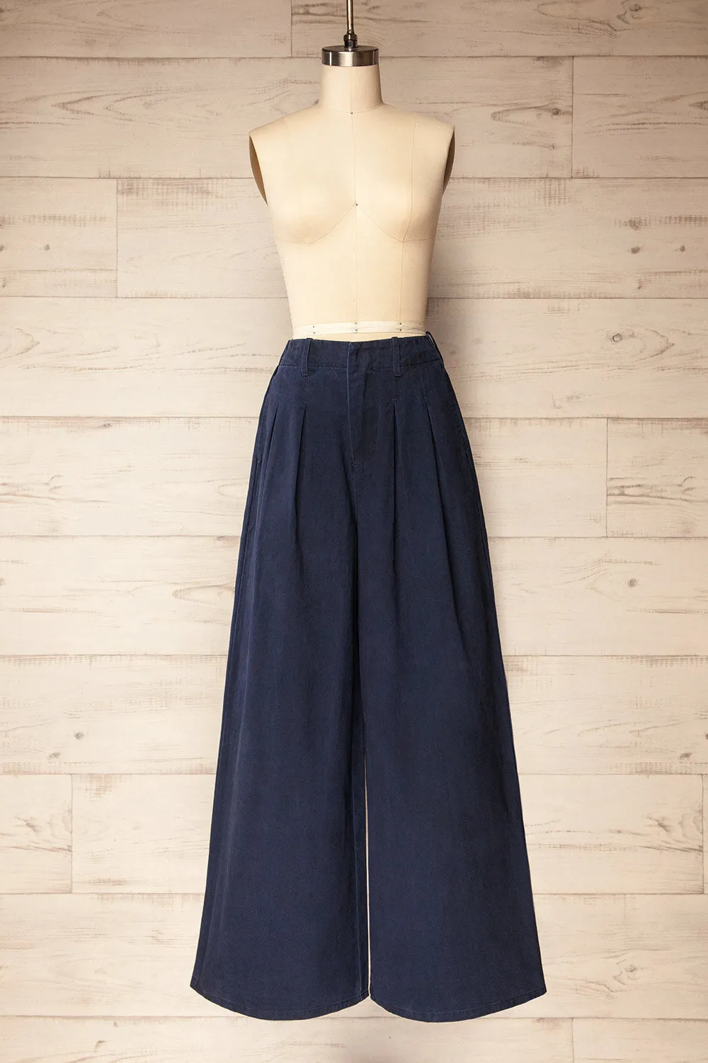 Arizona Navy | Wide Leg Pants with Waist Pleats sold by Boutique 1861
