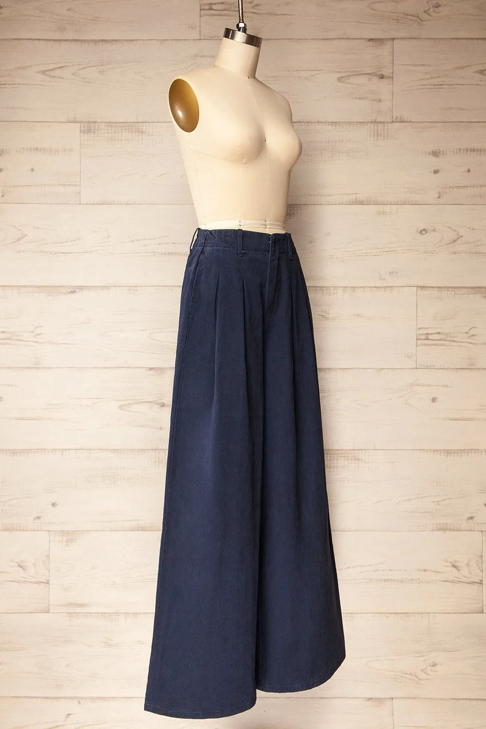 Arizona Navy | Wide Leg Pants with Waist Pleats sold by Boutique 1861 product image thumbnail 5