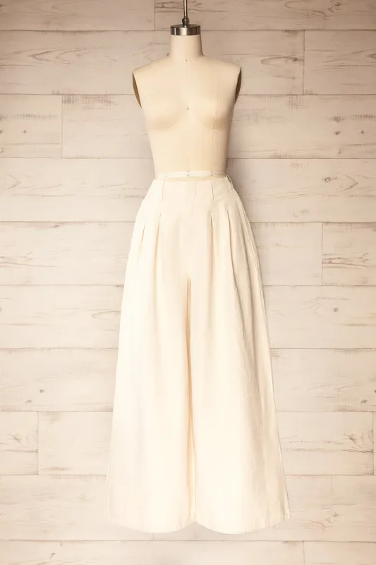 Arizona Ivory | Wide Leg Pants with Waist Pleats sold by Boutique 1861