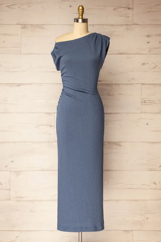 Peoria | Long Asymmetrical Blue Dress sold by Boutique 1861