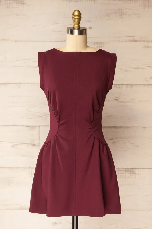 Nabua | Short Sleeveless Burgundy Dress made by Boutique 1861