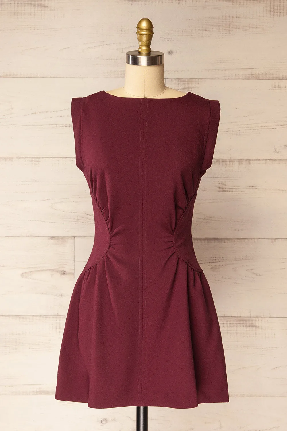 Nabua | Short Sleeveless Burgundy Dress sold by Boutique 1861