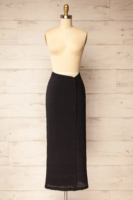 Izumi | Fitted Midi Black Skirt sold by Boutique 1861