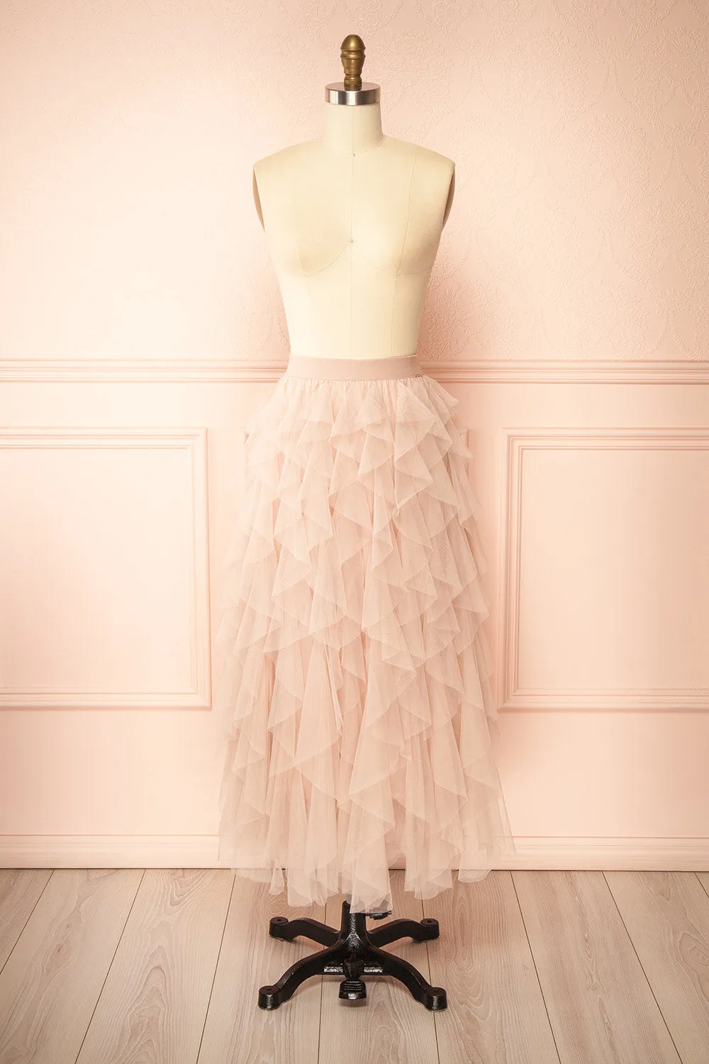 Lysis | Ruffled Pink Low Cut Skirt sold by Boutique 1861