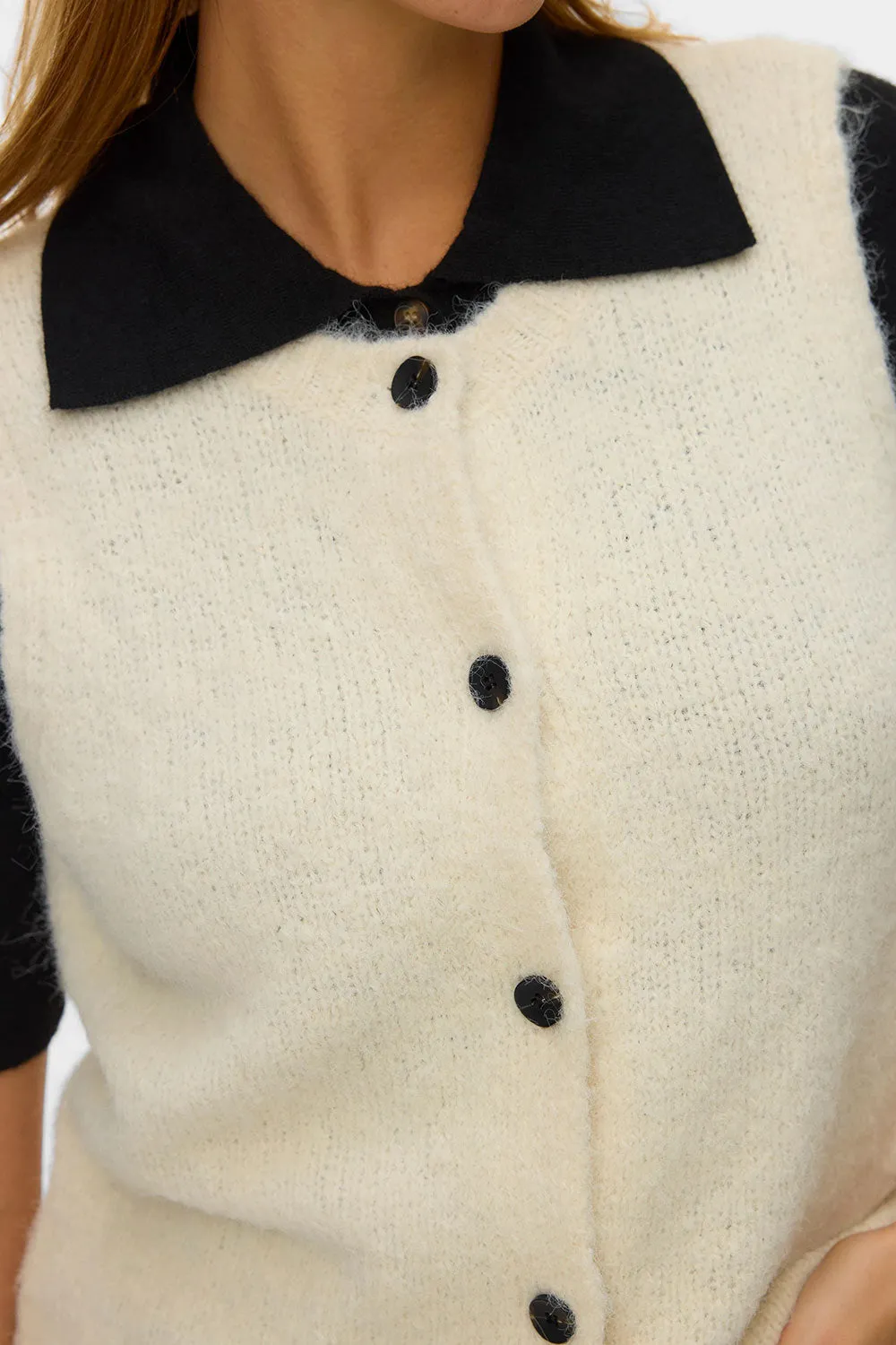 Cobar Ivory | Fluffy Knitted Button-Up Vest sold by Boutique 1861 product image thumbnail 5