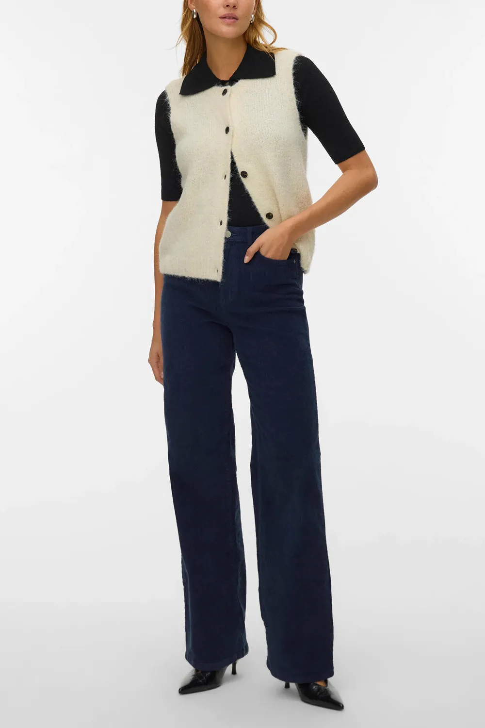 Cobar Ivory | Fluffy Knitted Button-Up Vest sold by Boutique 1861 product image thumbnail 2