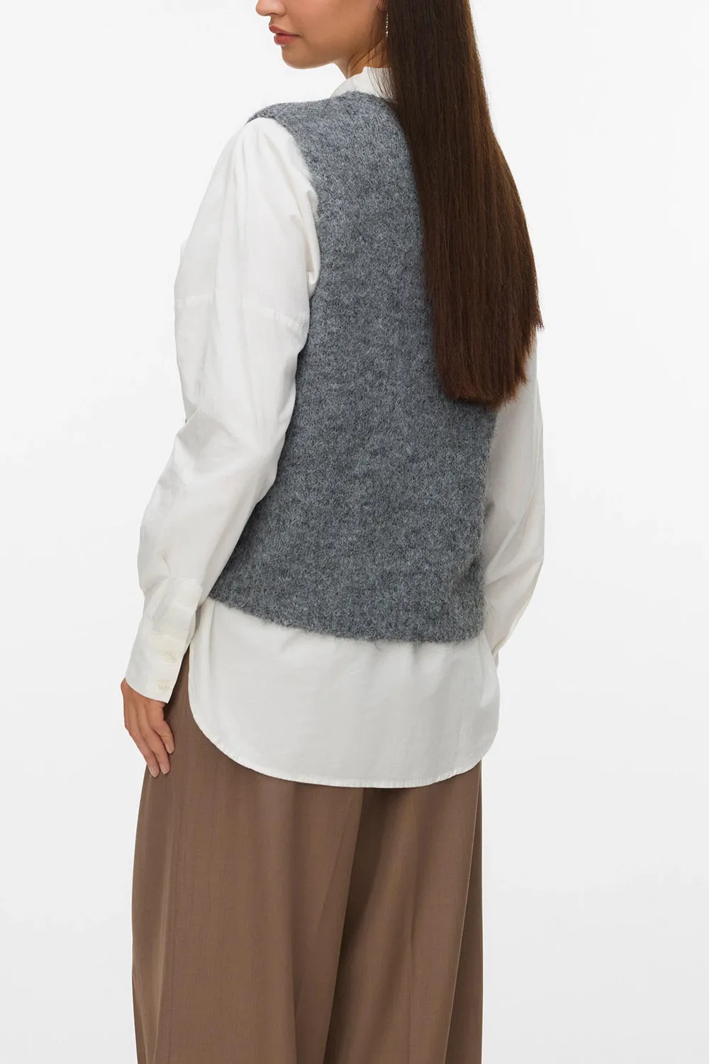 Cobar Grey | Fluffy Knitted Button-Up Vest sold by Boutique 1861 product image thumbnail 4