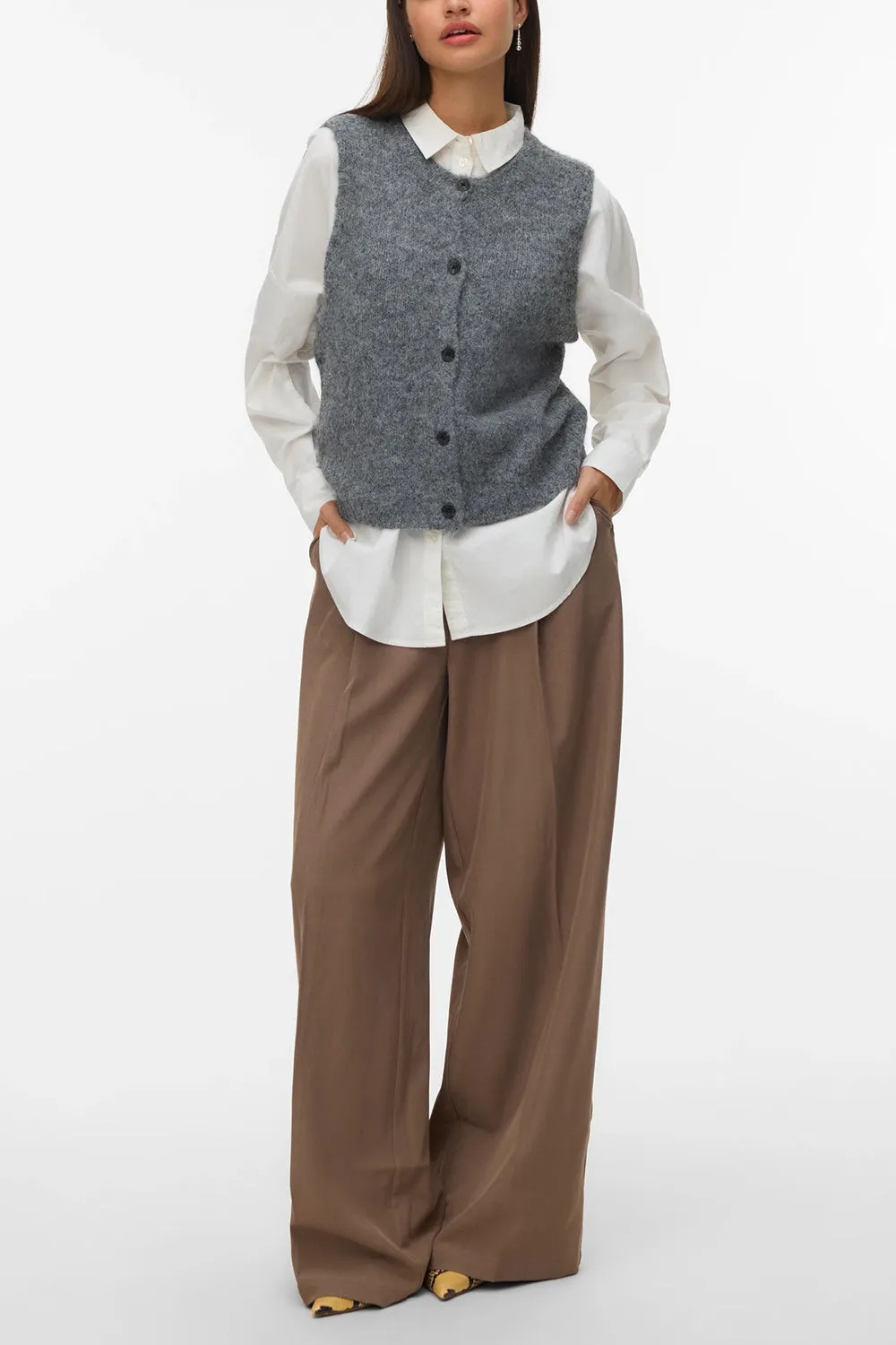 Cobar Grey | Fluffy Knitted Button-Up Vest sold by Boutique 1861 product image thumbnail 2