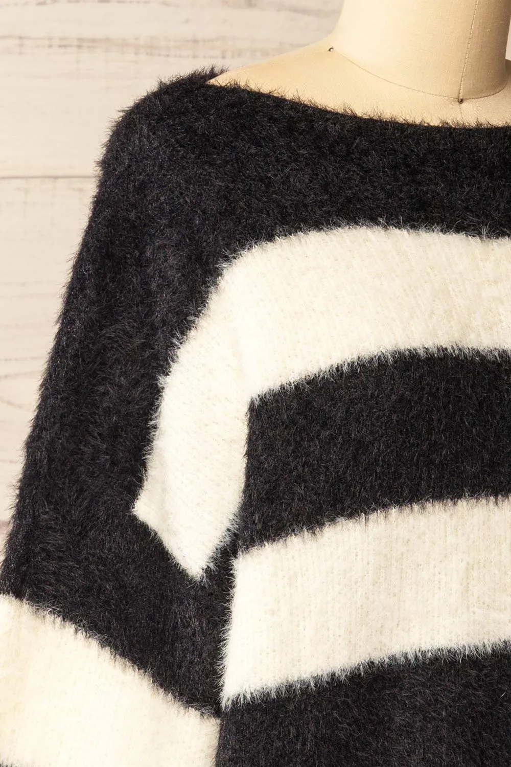 Hardin Black | Oversized Striped Fluffy Sweater sold by Boutique 1861 product image thumbnail 4
