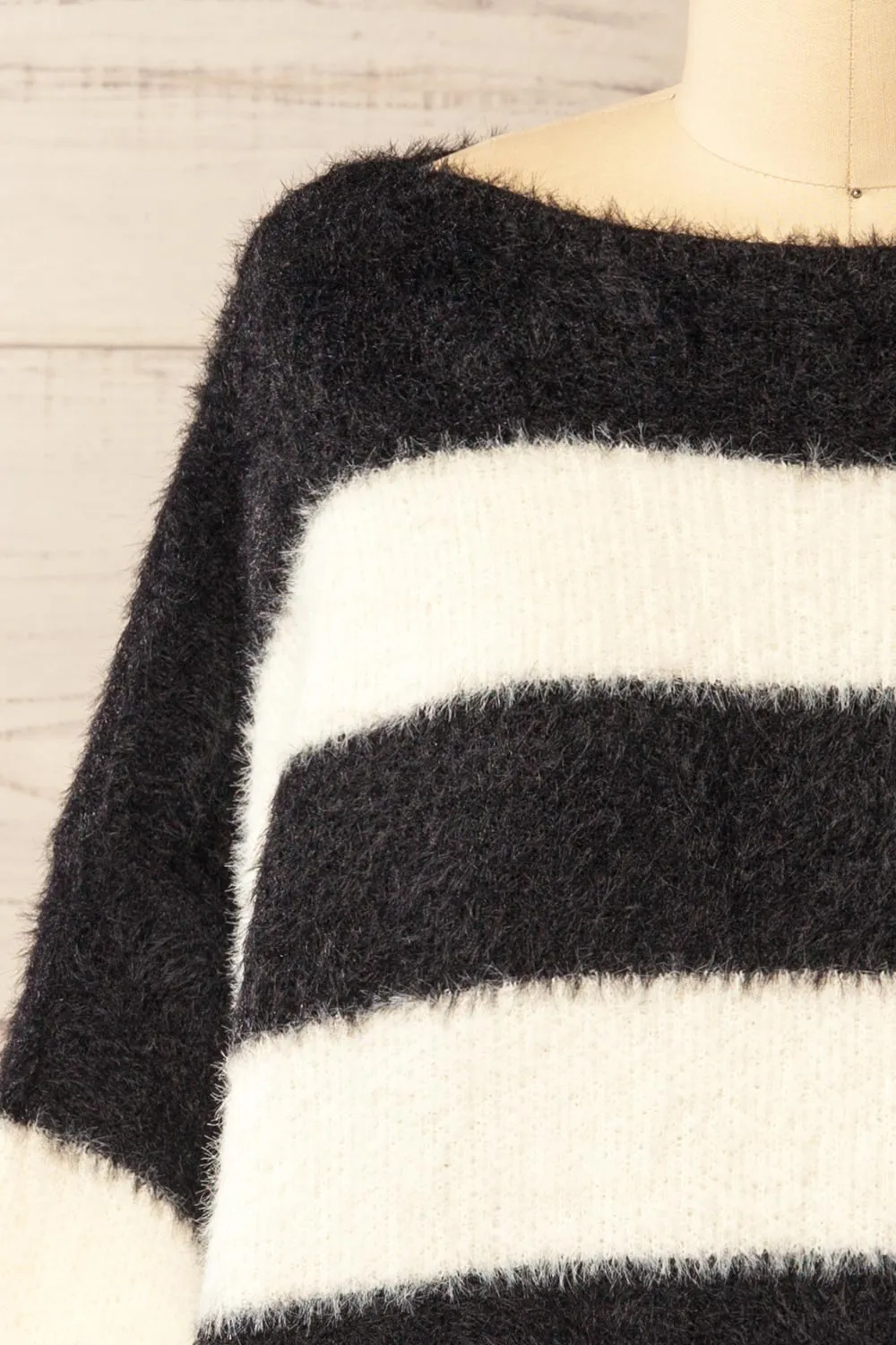 Hardin Black | Oversized Striped Fluffy Sweater sold by Boutique 1861 product image thumbnail 2