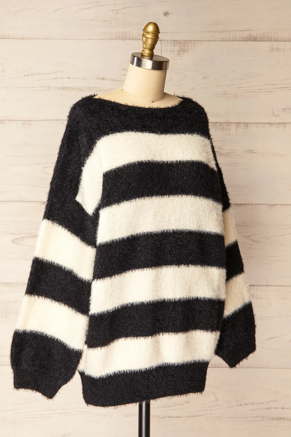 Hardin Black | Oversized Striped Fluffy Sweater sold by Boutique 1861 product image thumbnail 3