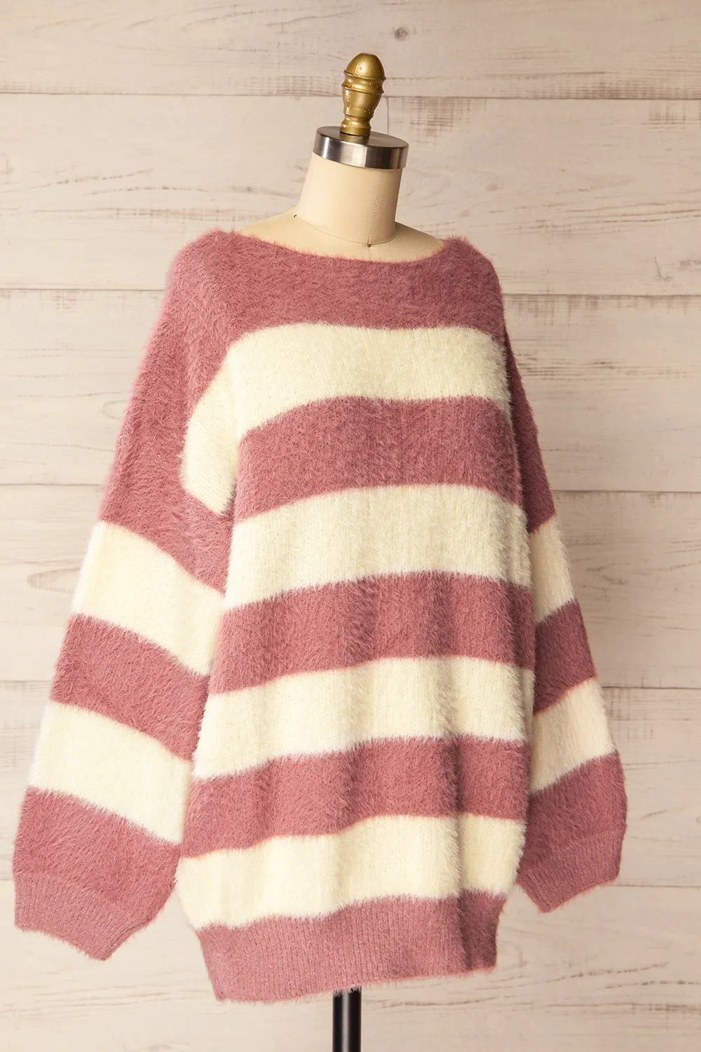 Hardin Mauve | Oversized Striped Fluffy Sweater sold by Boutique 1861 product image thumbnail 3