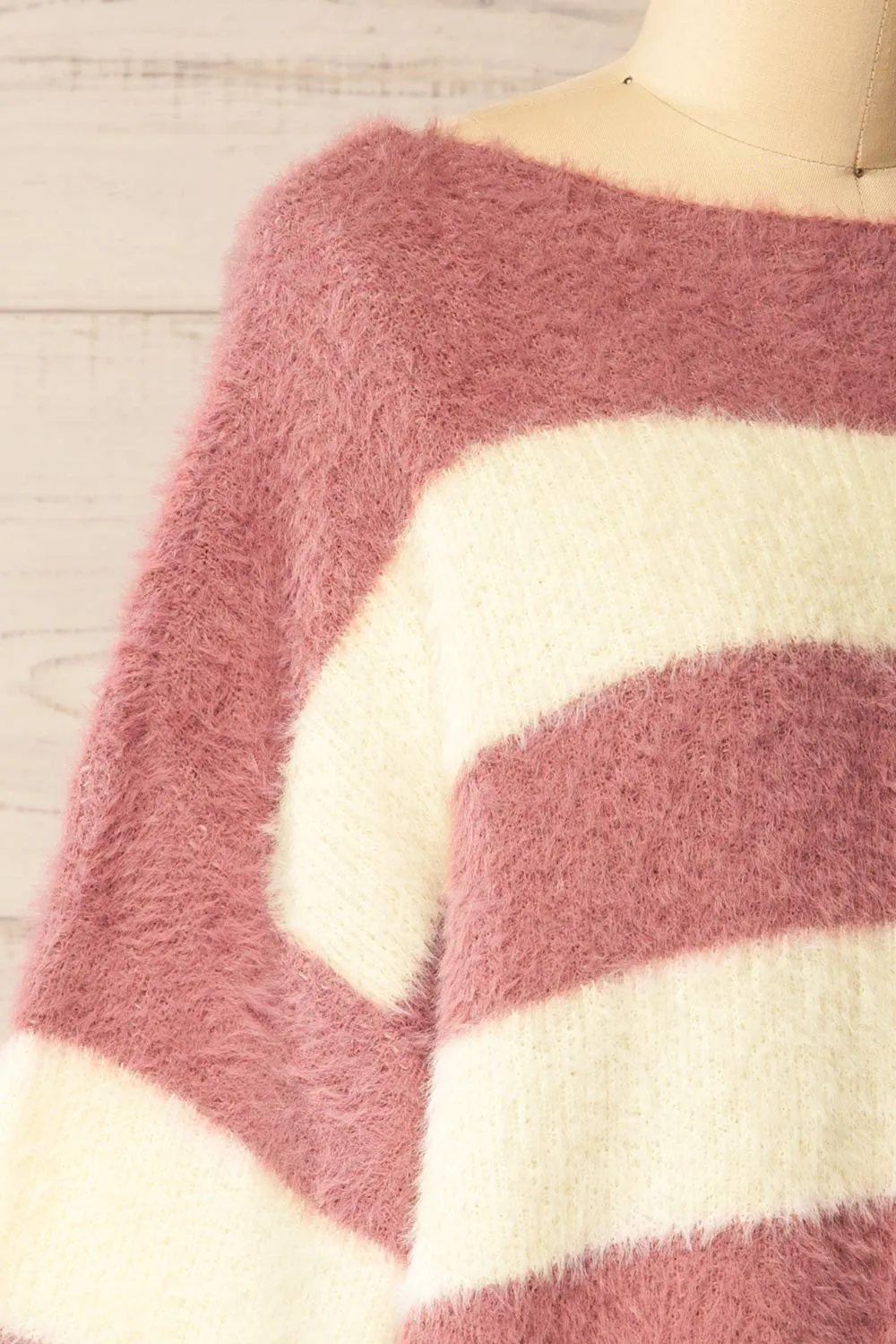 Hardin Mauve | Oversized Striped Fluffy Sweater sold by Boutique 1861 product image thumbnail 4