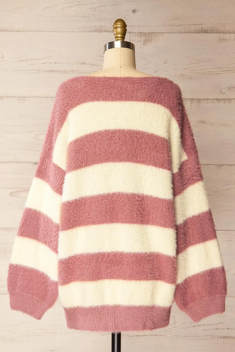 Hardin Mauve | Oversized Striped Fluffy Sweater sold by Boutique 1861 product image thumbnail 5