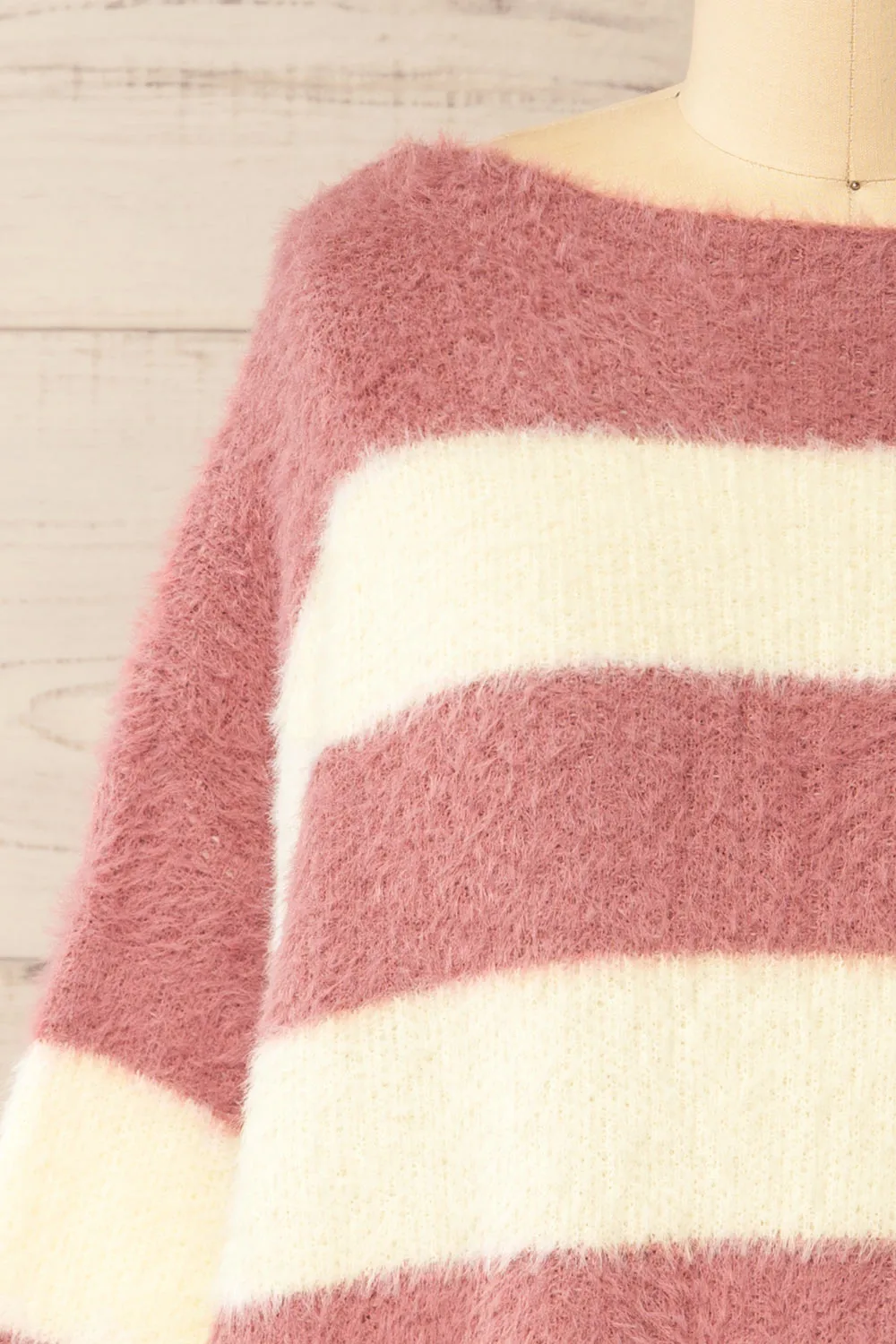 Hardin Mauve | Oversized Striped Fluffy Sweater sold by Boutique 1861 product image thumbnail 2