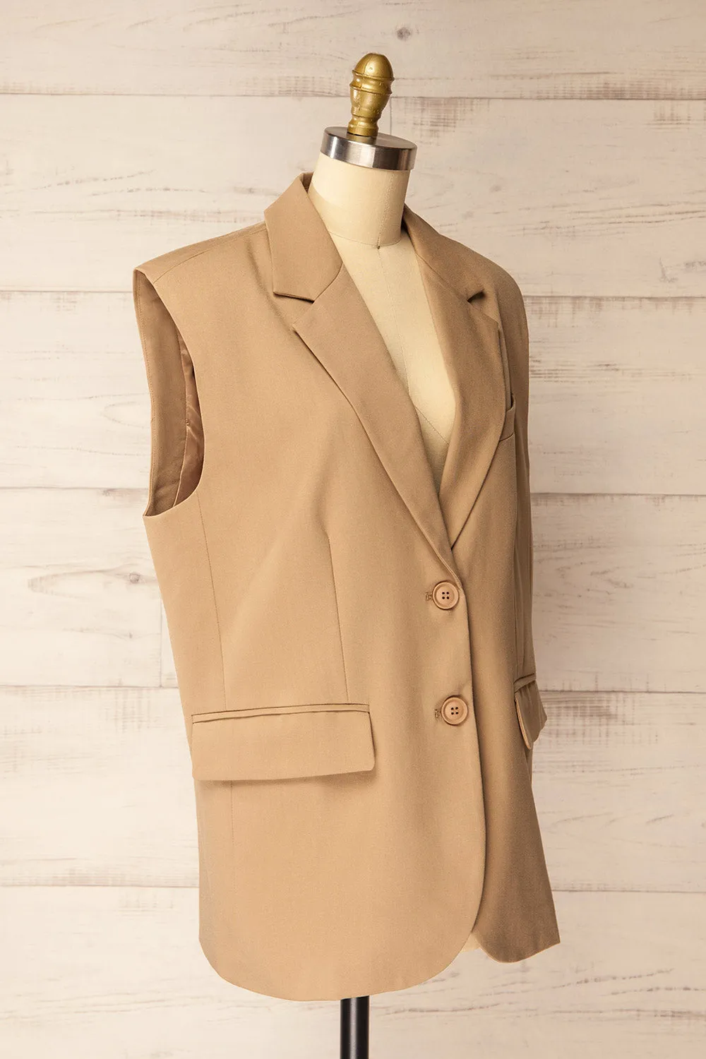 Myret | Long Sleeveless Beige Blazer sold by Boutique 1861 product image thumbnail 5