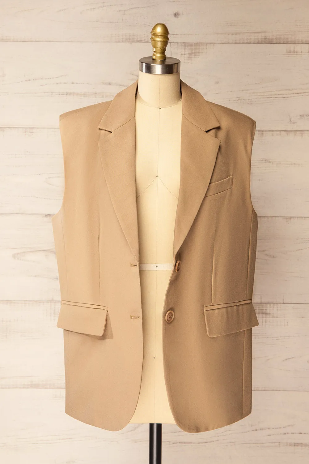 Myret | Long Sleeveless Beige Blazer sold by Boutique 1861 product image thumbnail 3