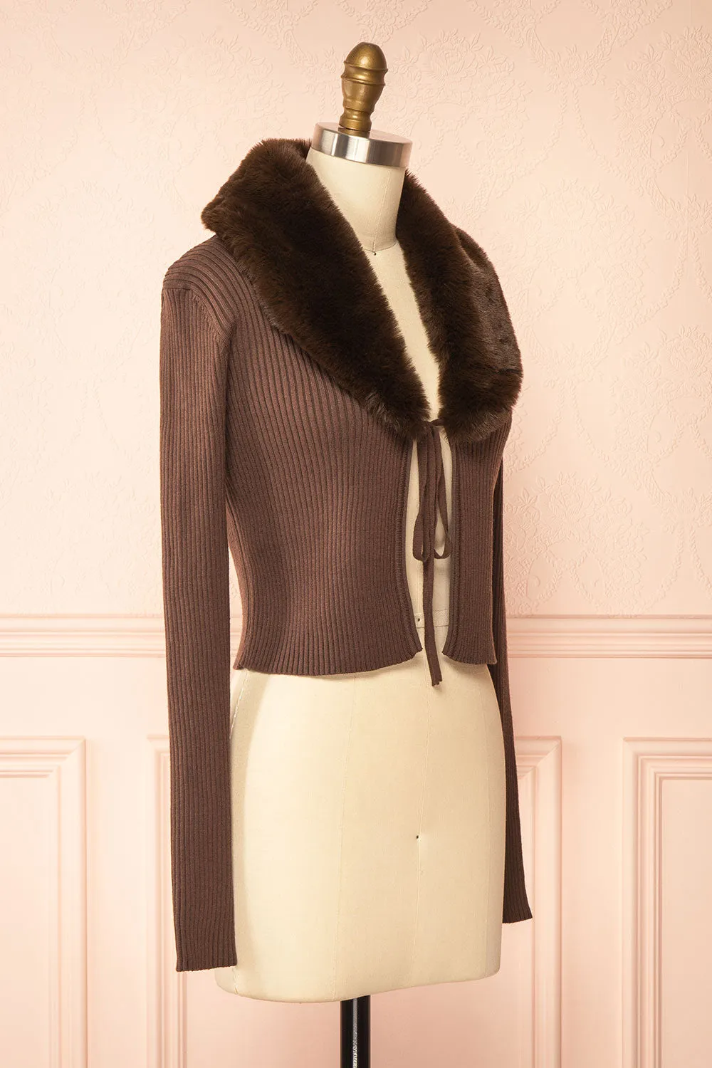 Sherie Brown | Ribbed Cardigan with Faux Fur Collar sold by Boutique 1861 product image thumbnail 5