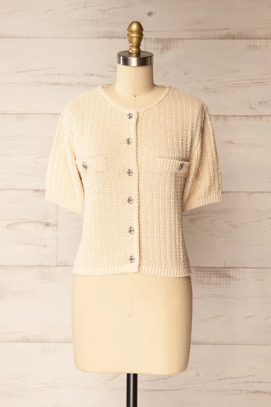 Cairns Beige | Knitted Button-Down Top sold by Boutique 1861