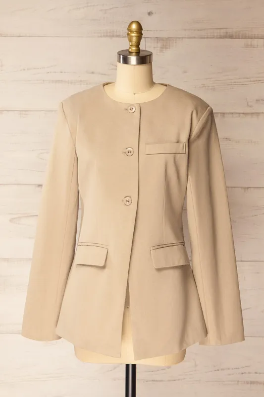 Armidale | Beige Blazer with Shoulder Pads sold by Boutique 1861