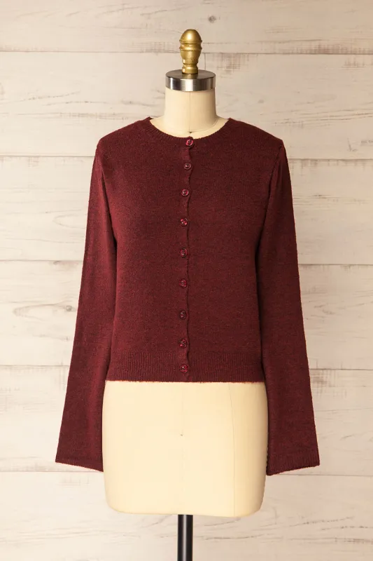 Andenes Burgundy | Buttoned-Up Cardigan sold by Boutique 1861