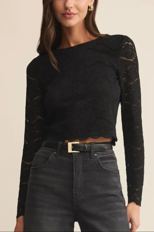 Mizar Black | Lace Crop Top sold by Boutique 1861