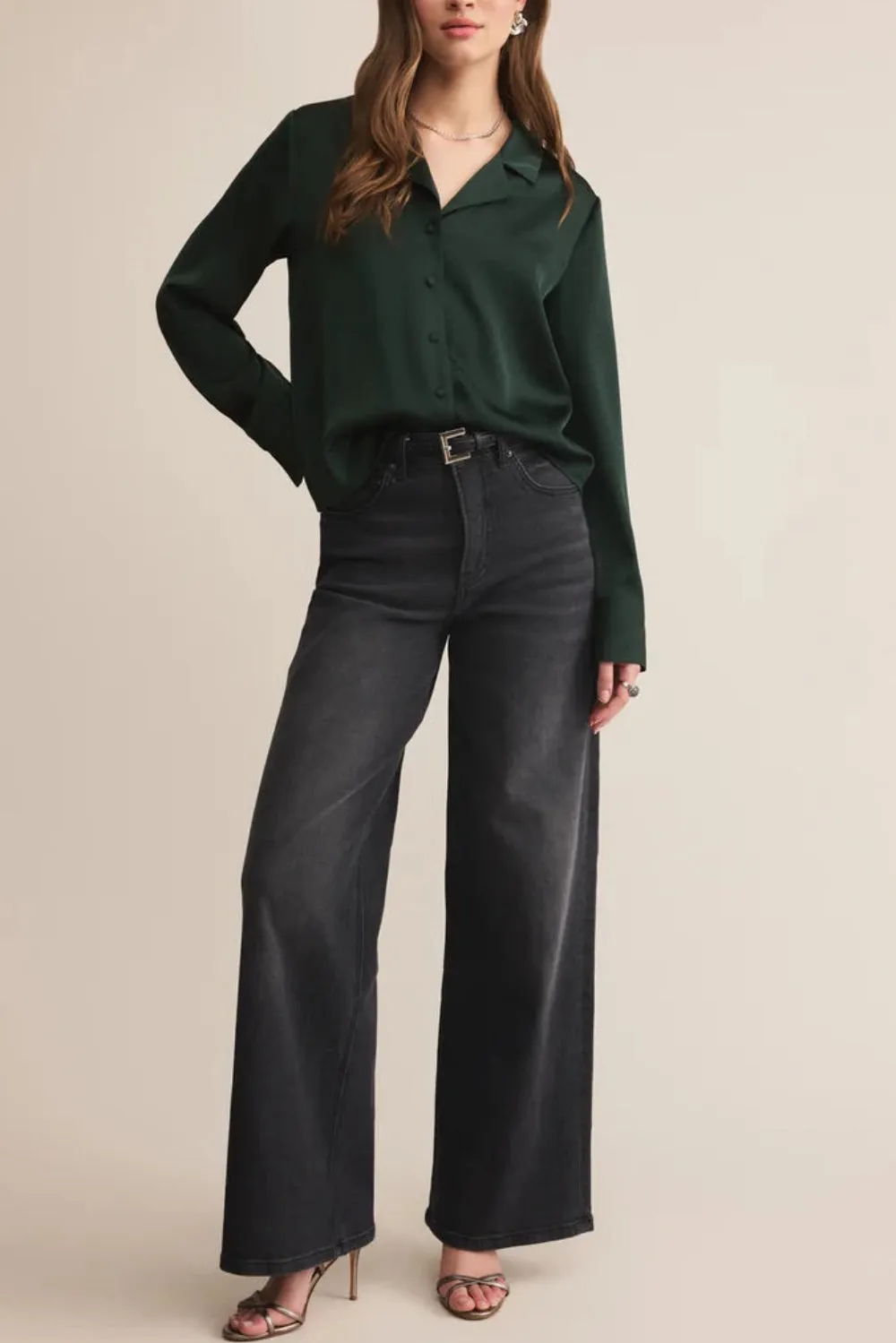 Medan Green | Buttoned-Up Satin Blouse sold by Boutique 1861 product image thumbnail 5