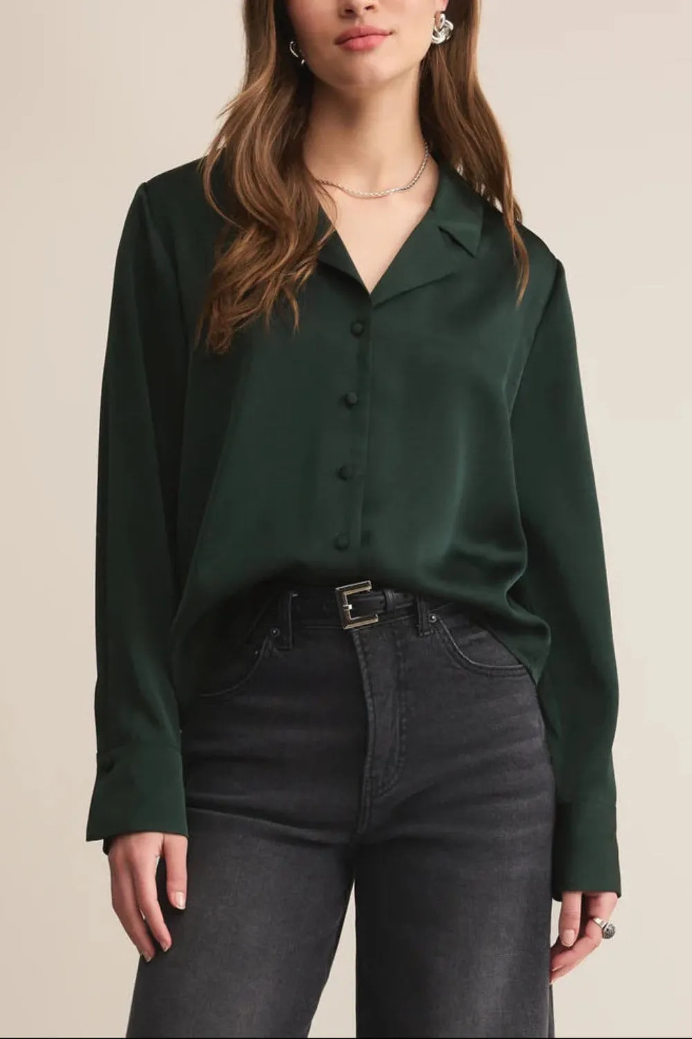 Medan Green | Buttoned-Up Satin Blouse sold by Boutique 1861 product image thumbnail 2