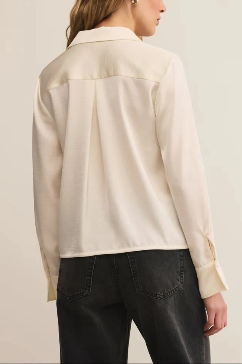 Medan Ivory | Buttoned-Up Satin Blouse sold by Boutique 1861 product image thumbnail 4