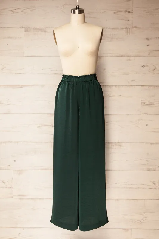 Arendal Green | High-Waisted Satin Pants sold by Boutique 1861