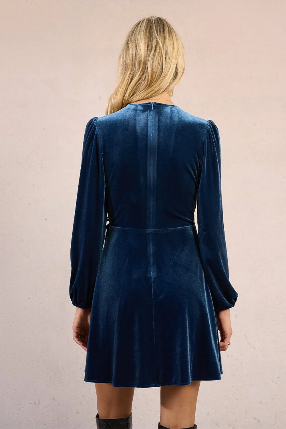 Nabintou | Blue Velvet Wrap Dress sold by Boutique 1861 product image thumbnail 4