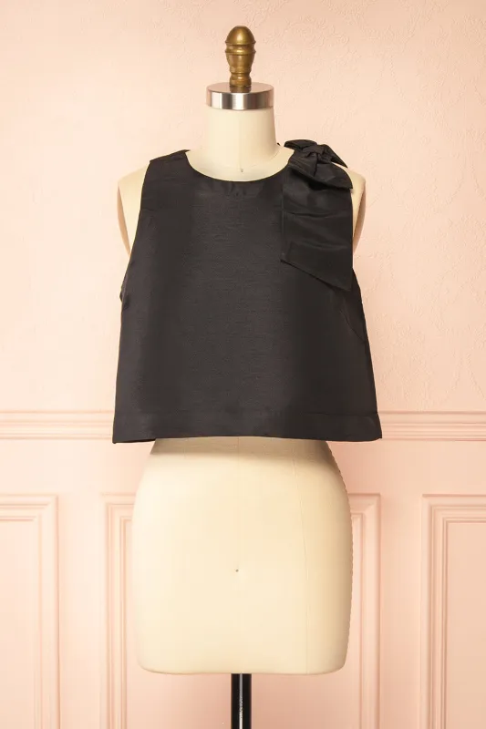 Caryn | Black Sleeveless Top with Bow sold by Boutique 1861