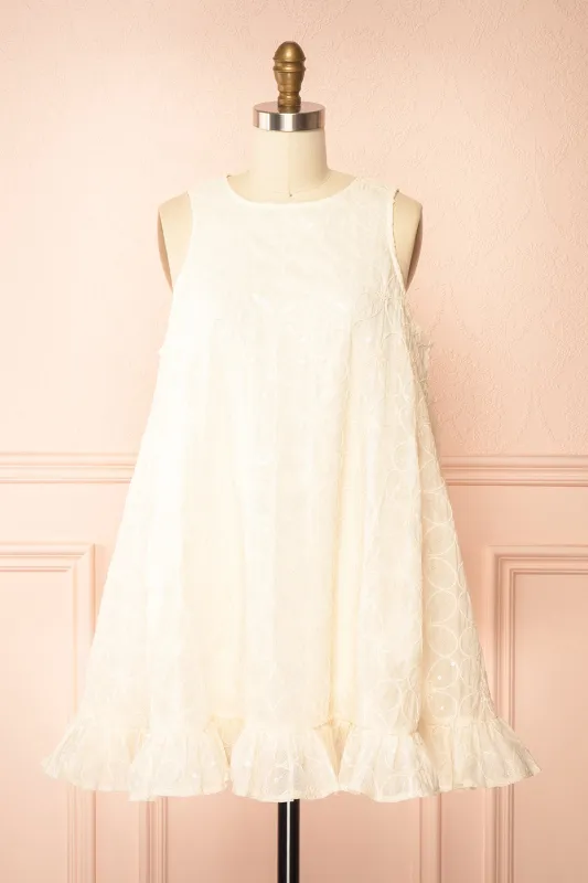 Lelia Ivory | Short Sleeveless Dress with Sequins made by Boutique 1861