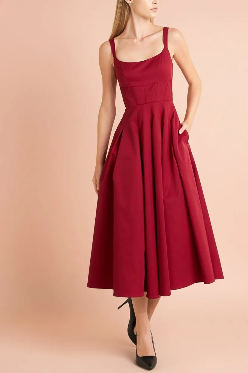 Marijade | Midi Red Dress with Pockets sold by Boutique 1861 product image thumbnail 2