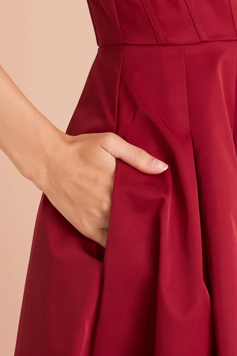 Marijade | Midi Red Dress with Pockets sold by Boutique 1861 product image thumbnail 5