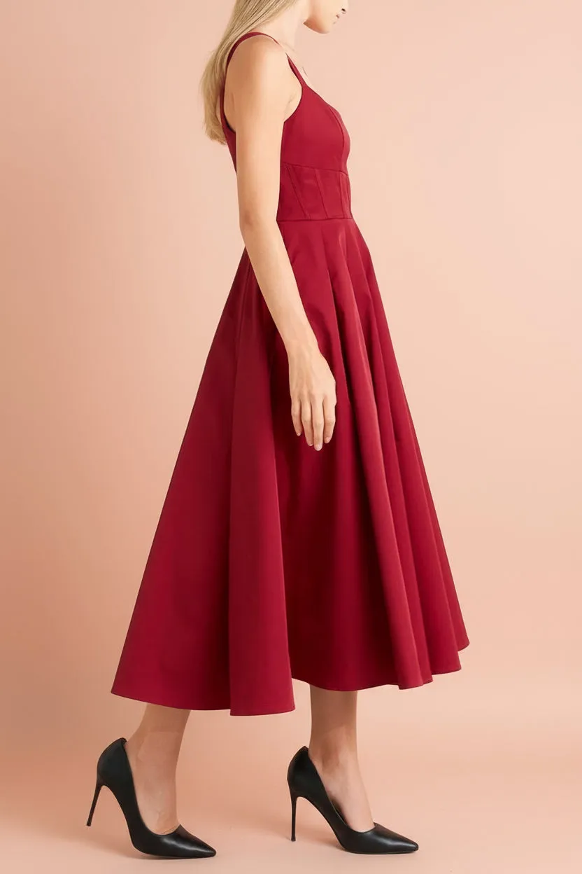 Marijade | Midi Red Dress with Pockets sold by Boutique 1861 product image thumbnail 3
