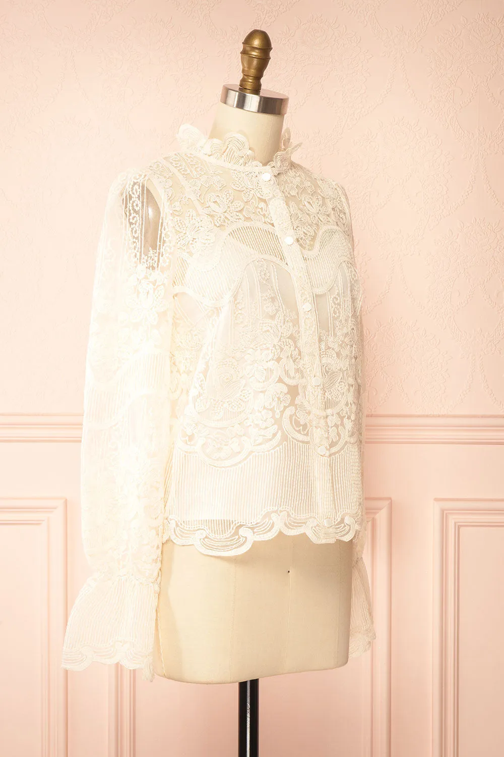 Elowyn | Cream Embroidered Blouse sold by Boutique 1861 product image thumbnail 3