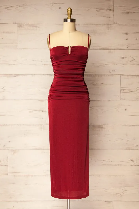Redclife | Long Fitted Burgundy Dress sold by Boutique 1861