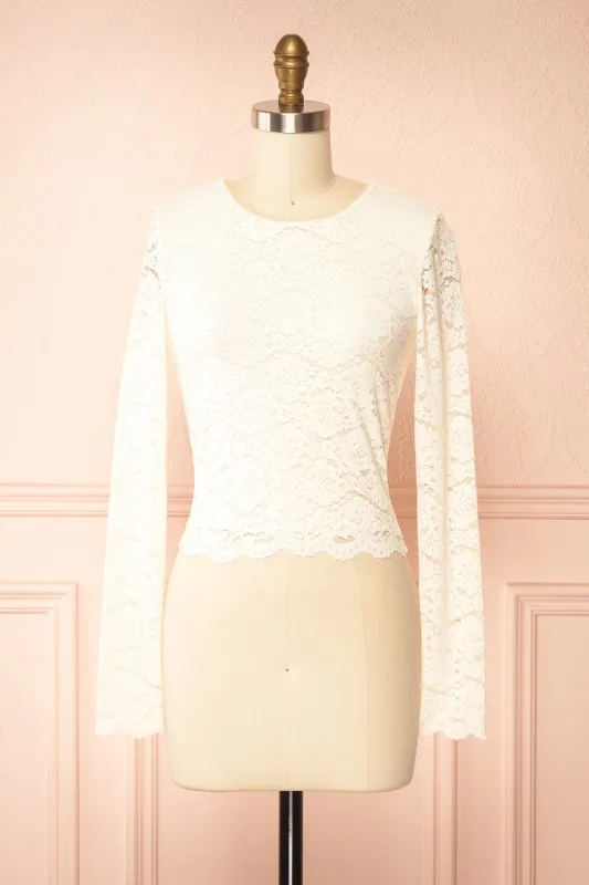 Mizar Ivory | Lace Crop Top sold by Boutique 1861